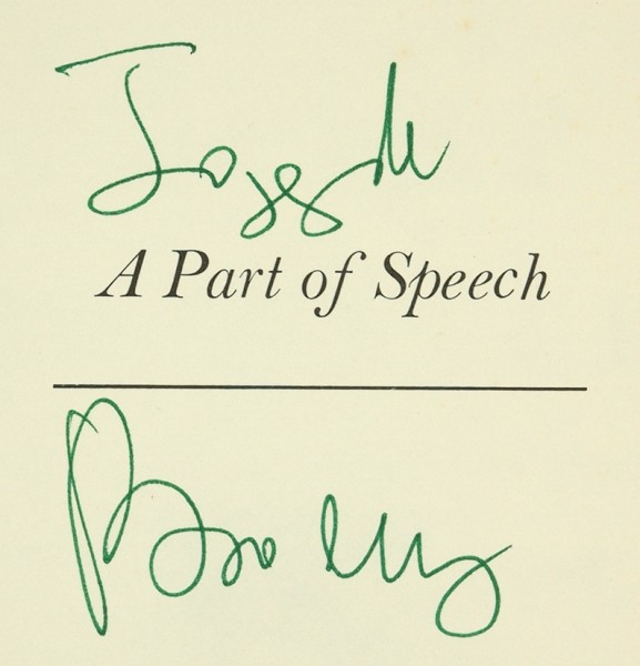 Бродский, И. [автограф] Часть речи. [Brodsky, J. A part of speech. На англ. яз.]. Нью-Йорк: Farrar, Straus and Giroux, [1980].