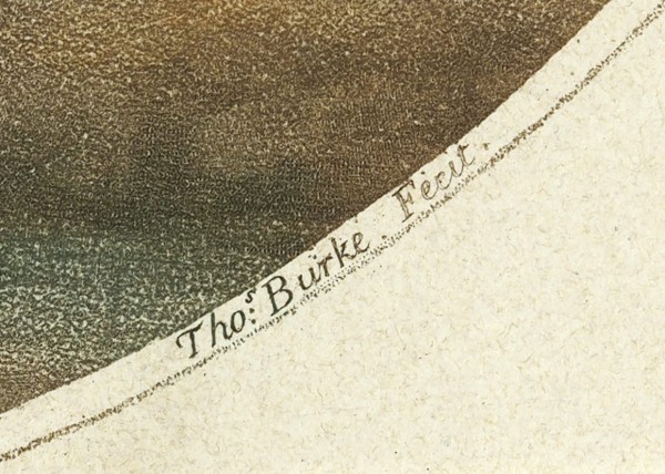 Бёрк (Burke) Томас (1749 — 1815) по оригиналу Кауфман (Kauffmann) Ангелики (1741 — 1807) «Купидон, привязывающий Аглаю к лавру». Оттиск начала XIX века. Бумага (ватман) на картоне, цветной пунктир, акварель, 43,8 х 45,7 см (лист), 33 х 34 см (доска).