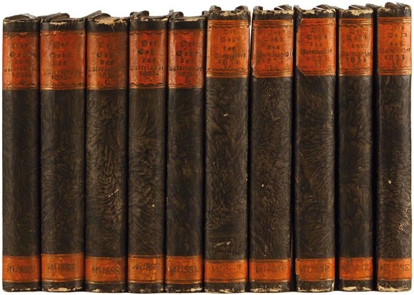 Подборка журнала «Сын Отечества» за 1812-1840 гг. Всего 180 томов в 138 переплетах.
