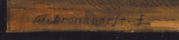 Бронкхорст (Bronckhorst) Йоханнес (1648–1727) «Убитый олень». Конец XVII - начало XVIII века. Пергамент, акварель, гуашь, 10,8 х 15 см.