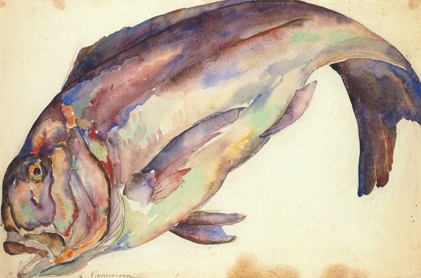 Никанорова Лидия Андреевна (1895 - 1938) «Рыба». 1920-е-1930-е. Бумага, графитный карандаш, акварель, 32 х 49 см (в свету).