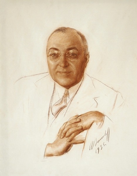 Яковлев Александр Евгеньевич (1887—1938) «Портрет Б.А. Бахметьева». 1935. Бумага, сангина, 68 х 52,5 см.
