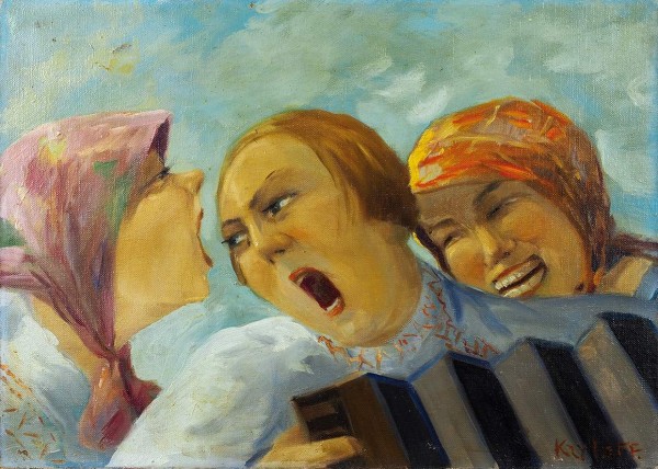 Крылов Борис Петрович (1891–1977) «Песни под гармонь». 1930-е. Холст, масло, 33 х 46 см.