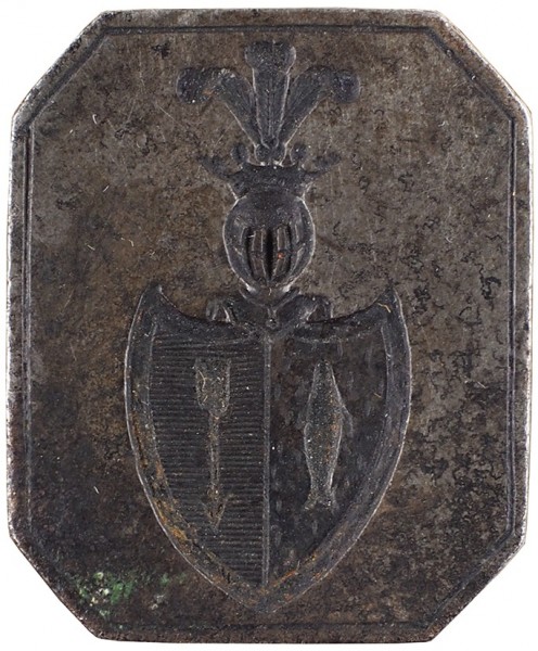 Настольная печать с изображением дворянского герба. Тула. 1830-е. Сталь. Высота 5,5 см.