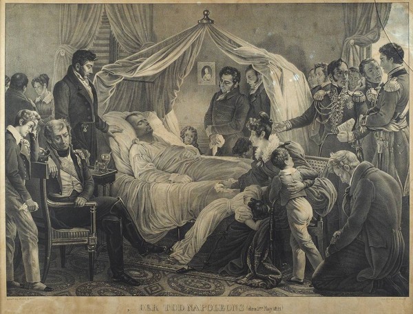 Кнаут (Knauth) Генрих (1804—1845) с живописного оригинала Штейбена (Steuben) Карла Карловича (1788—1856) «Смерть Наполеона». 1830-е. Бумага, литография, 51 х 68 см.