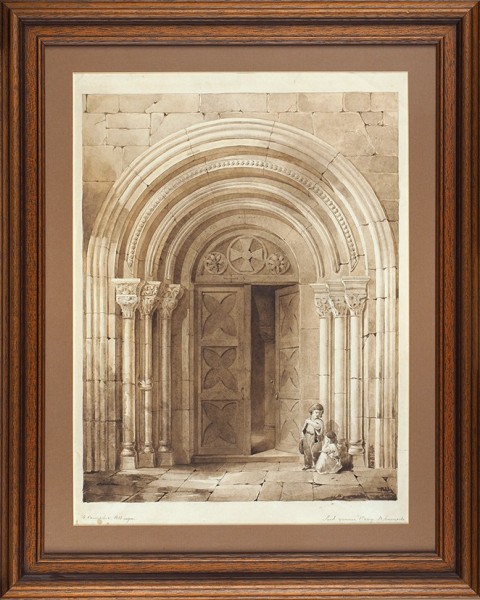 Бакарев В. «У ворот храма». 1852. Бумага, сепия, 48,2 х 37 см.