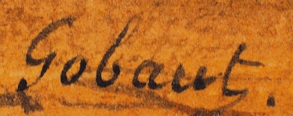 Гобо (Gobaut) Гаспар (1814–1882) «Эпизод из покорения французами Северной Африки». 1840-е-1850-е. Бумага на картоне, акварель, белила, 27x41,3 см.