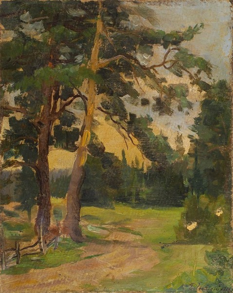 Бобровский Григорий Михайлович (1873–1942) «Сестрорецк». 1916. Картон на холсте, масло, 25,5x20,2 см.