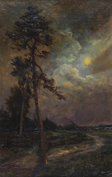 Клевер Юлий Юльевич (1850–1924) «Дорога в деревню». 1918. Холст, масло, 39x25 см.