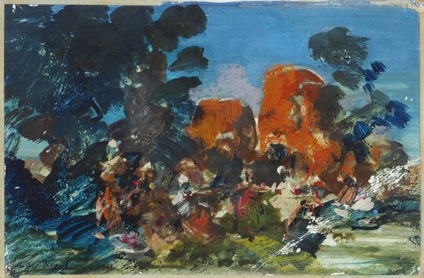 Коровин Константин Алексеевич (1861 — 1939) «Восточная сцена». 1922. Картон, смешанная техника, 11x16,5 см.