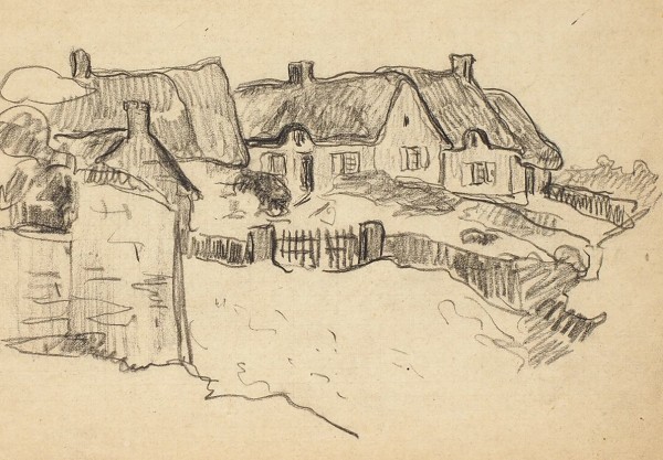 Песке Жан (1870–1949) «Деревенский пейзаж». 1920-е. Бумага, черный карандаш, 12,7x18,3 см.