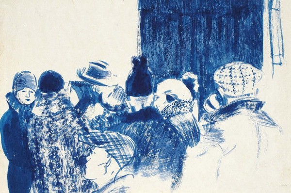 Жаба Альфонс Константинович (1878–1942) «Очередь». Вторая половина 1920-х. Бумага, синяя тушь, кисть, 17x25 см.