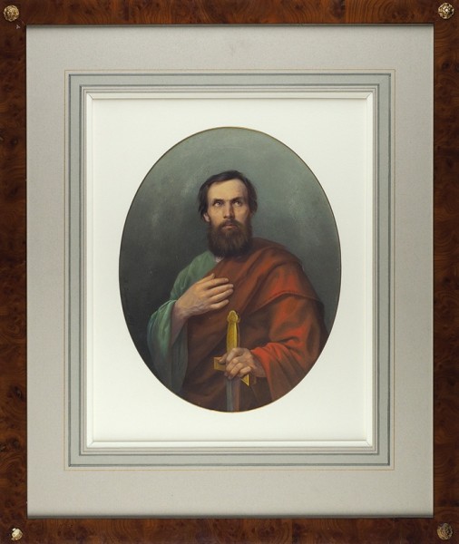Вагенгейм (Wagenheim) Мартин Карлович (?–1866) «Святой апостол Павел». 1859. Бумага, графитный карандаш, акварель, 31 х 24 см (в свету, овал).
