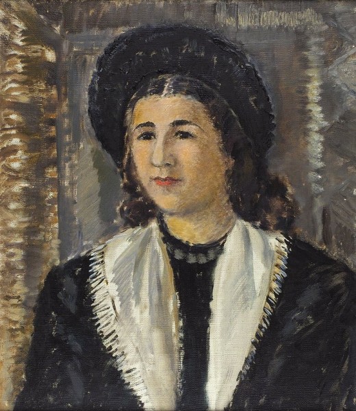 Софронова Антонина Фёдоровна (1892—1966) «Женский портрет». 1940-е-1950-е. Холст, масло, 54,8 х 47,8 см.
