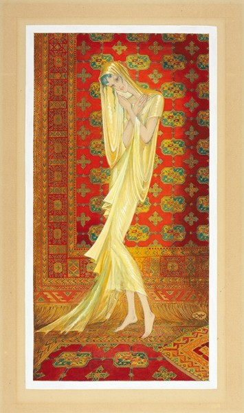 Мак Поль (Иванов Павел Петрович) (1891—1967) «Скрытая женщина». 1954. Бумага, графитный карандаш, акварель, белила, 30 х 16 см.