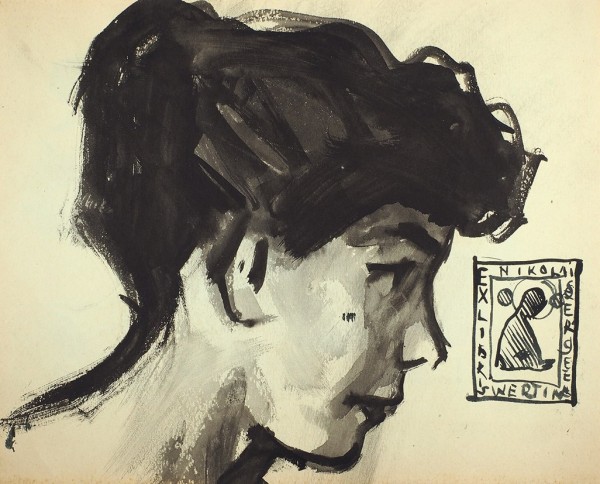 Оригинальный рисунок Ярослава Николаевича Манухина «Портрет женщины» .