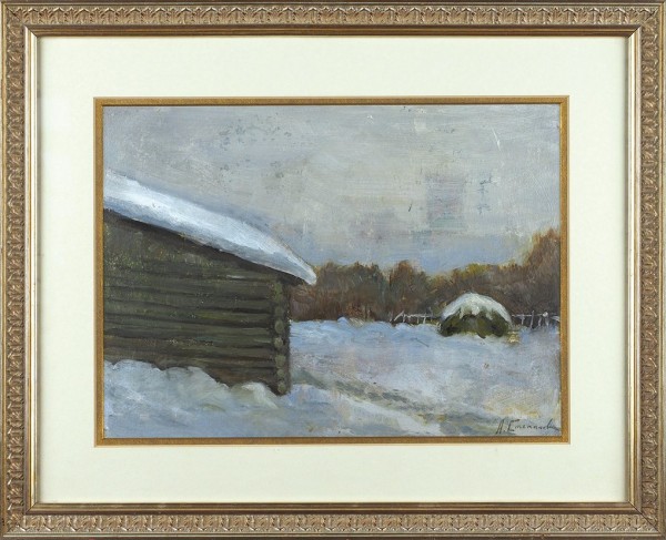 Степанов Алексей Степанович (1858–1923) «Зима». 1900 – е. Картон, масло, 23,5 х 32,5 см (в свету).