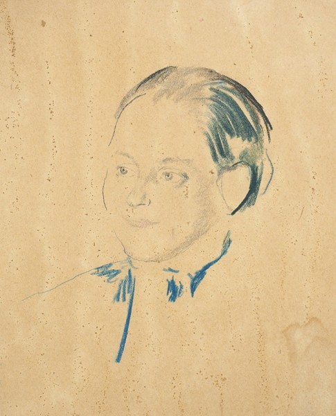 Малявин Филипп Андреевич (1869 — 1940) «Портрет девушки». 1910-е. Бумага, цветные карандаши, 45 х 33см.