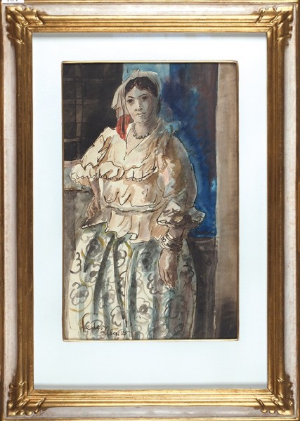 Федер Адольф (Айзик) (1886—1943(?)) «Алжирская женщина». 1927. Бумага, сепия, перо, кисть, акварель, 48,5 х 31 см.