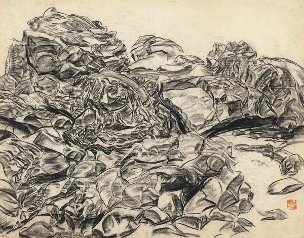 Яковлев Александр Евгеньевич (1887—1938) «Камни». 1931—1932. Бумага, черный карандаш, 48 х 61 см. (в свету).