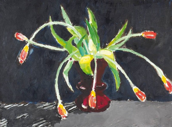 Окороков Анатолий Александрович (1940-1992) «Тюльпаны в красной вазе». 1988. Холст, масло, 59 х 78 см.