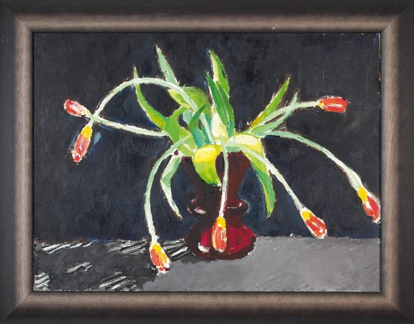 Окороков Анатолий Александрович (1940-1992) «Тюльпаны в красной вазе». 1988. Холст, масло, 59 х 78 см.