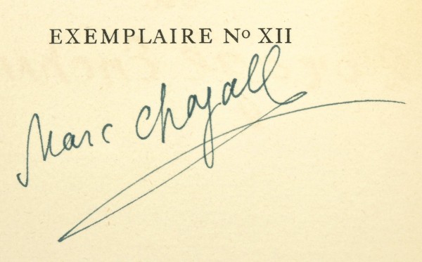 [Особый и экземпляр с автографом Марка Шагала]. Маритен, Р. Шагал или Заколдованная гроза. [Maritain, R. Chagall ou l’orage enchante. На фр. яз.]. Женева; Париж: Еditions des trois collines, 1948.