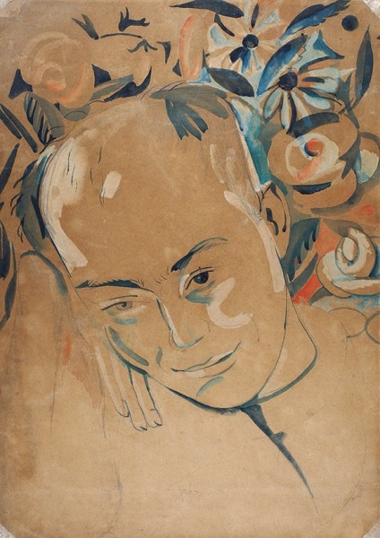 Бруни Лев Александрович (1894-1948). «Шкловский». 1920-е гг. Бумага, карандаш, акварель, белила. 46 х 33 см.