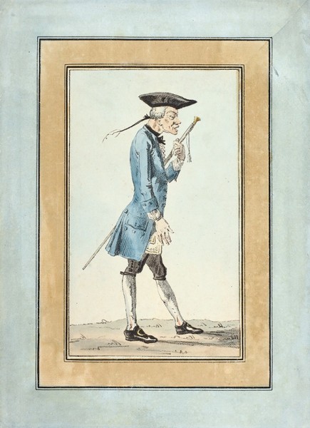 Орловский Александр Осипович (1777-1832) «Француз-эмигрант в треуголке». 1820-е. Бумага, автолитография, акварель, 22,3 х 13,1 см.
