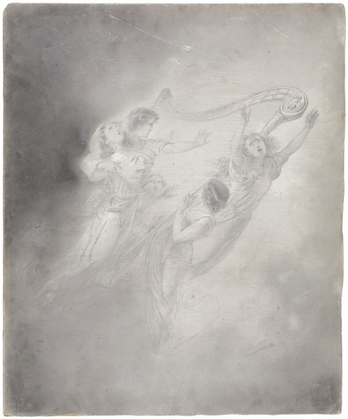 Зичи Михаил Александрович (1827—1906) «Аллегорическая композиция». 1859. Бумага мелованная на картоне, итальянский карандаш, 45 х 37 см.