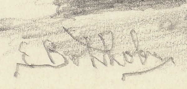 Волков Ефим Ефимович (1844—1920) «Лодки у берега». 1900-е. Бумага, графитный карандаш, 25,4 х 34,3 см.