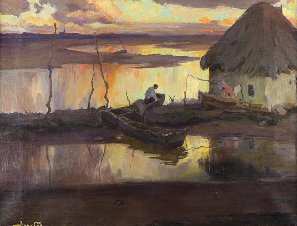 Зарубин Виктор Иванович (1866—1928) «Тихий вечер». 1917. Холст, масло, 57 х 43 см.