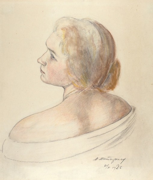 Маторин Михаил Владимирович (1901–1976) «Женский портрет». 1925. Бумага, графитный карандаш, пастель, 31 х 26 см.