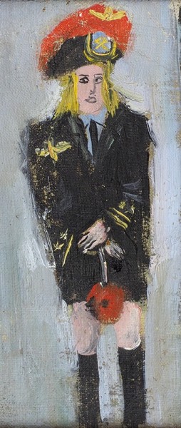 Вялов Константин Александрович (1900–1976) «Регулировщица». 1966. Холст, масло, 23,5 х 11 см.