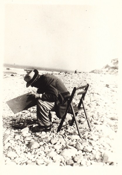 [Из собрания Николая Асеева] Фотография Давида Бурлюка на пляже во Флориде. 1944.