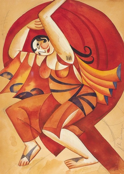 Челищев Павел Федорович (1898—1957) «Вакханка». Эскиз театрального костюма. 1920-1921. Бумага, графитный карандаш, акварель, белила, 33 х 24 см.