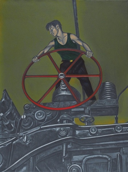 Егельский Денис «Красное колесо». 1995. Холст, масло. 80x60,5 см. Частное собрание.