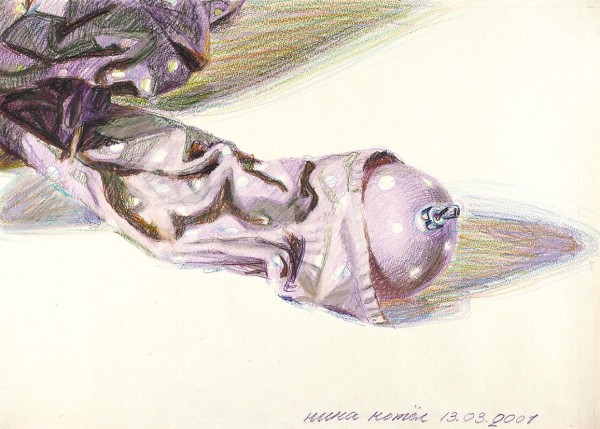 Котел Нина «Рукав и шарик 3». 2001. Бумага, восковая пастель, цветные карандаши. 43 х 60 см. Собственность автора.