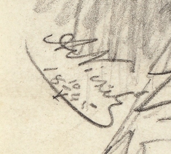 Неизвестный художник «Мужской портрет». 1845. Бумага, графитный карандаш, 19 х 17 см.