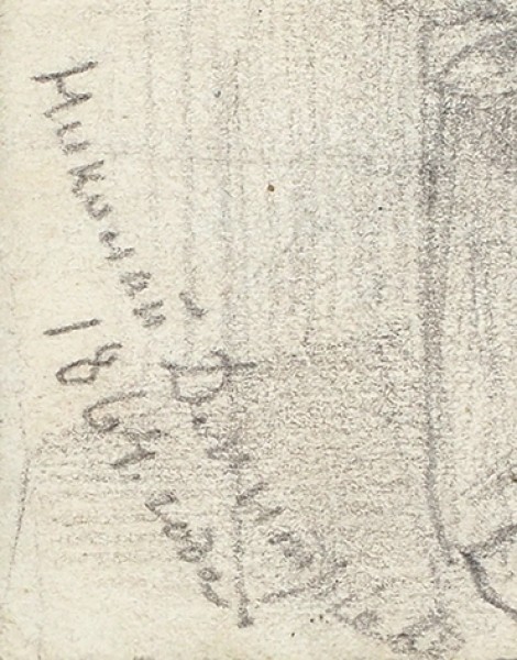 Дмитриев-Оренбургский Николай Дмитриевич (1837—1898) «Красное яичко». 1864. Бумага, графитный карандаш, 10,3 х 8,8 см.