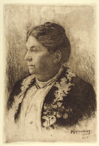 Горюшкин-Сорокопудов Иван Силович (1873—1954) «Женский портрет». 1908. Бумага, офорт, 34 x 26 см.