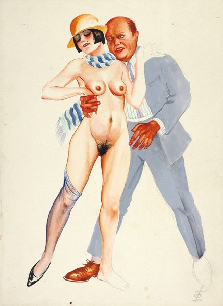Фитингоф Георгий Петрович (1905—1975) «Флирт». 1923. Бумага, графитный карандаш, акварель, гуашь, перо, 26,6 х 19,5 см.