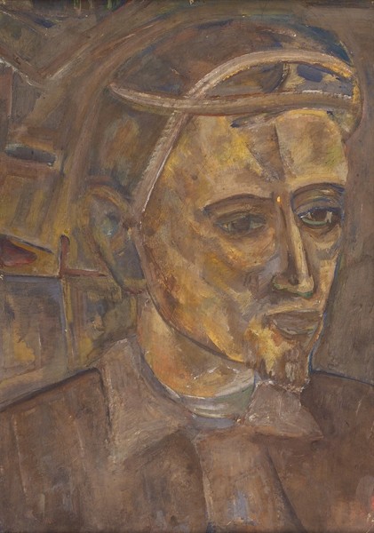 Ворошилов Игорь Васильевич (1939—1989) «Портрет в образе Иисуса Христа». Около 1968. Картон, темпера, 49,5 х 35 см.