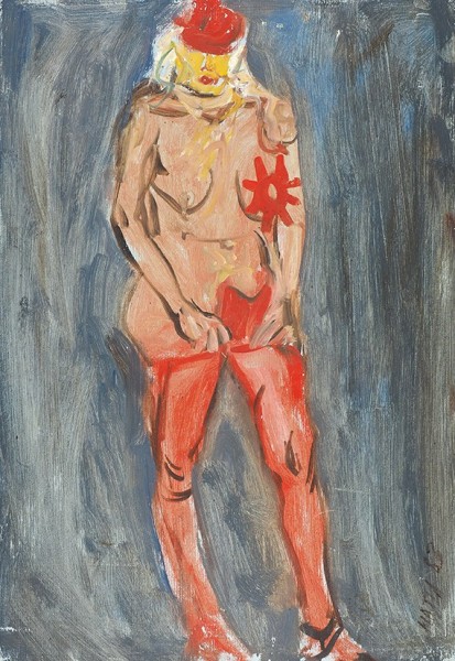 Конышева Натта Ивановна (род. 1935) «Женщина в красном». 1983. Картон, масло, 50 х 34,7 см.