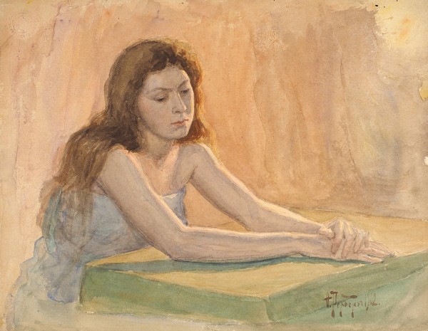 Рерберг Фёдор Иванович (1865—1938) «Женский портрет». 1902. Картон, акварель, 31 х 39,6 см.