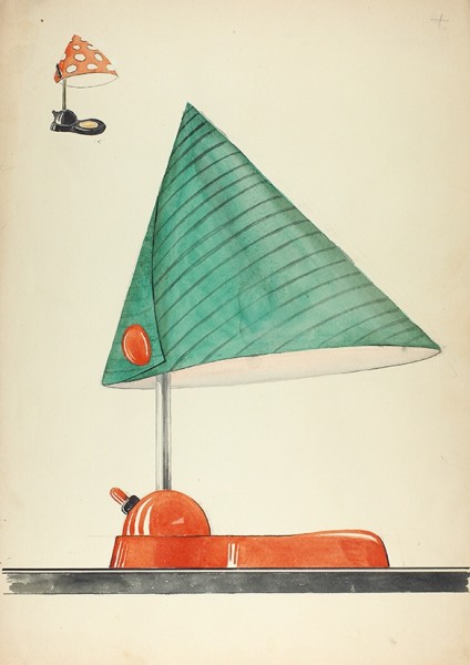 Яворовский Г. Эскизы ламп. 2 листа. 1950-е. Бумага, графитный карандаш, акварель, 29,7 х 41,7 см.