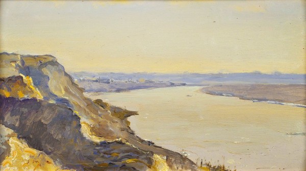 Соколов Сергей Николаевич (1885—1970-е) «Пейзаж». 1957.
Картон, масло, 21 х 37 см.