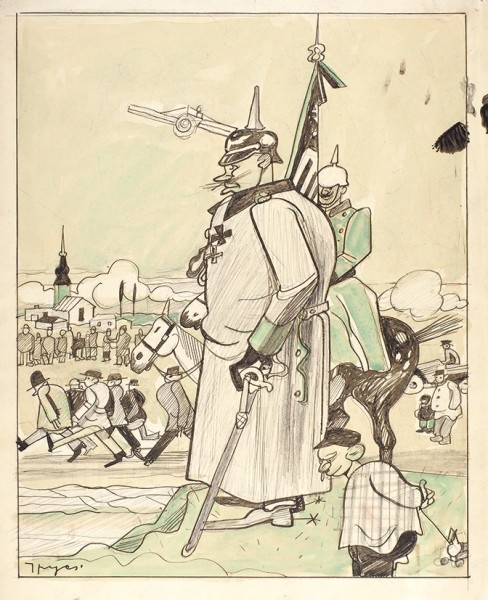 Грус, Я. (?) «Вильгельм и народ». Эскиз. 1915.
